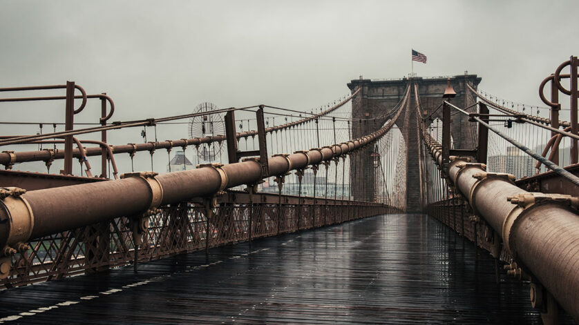 Construction architecture Brooklny bridge